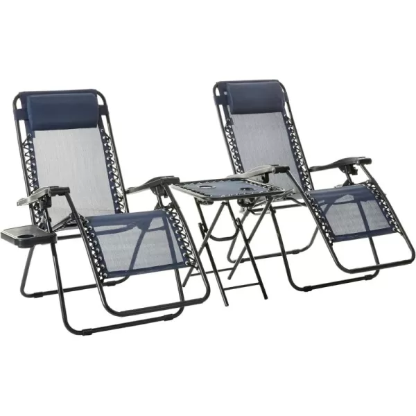 imageAmazon Basics Outdoor Mesh Adjustable Zero Gravity Lounge Chair Recliners with Side Table 35 x 26 x 43 inches BlueBlue
