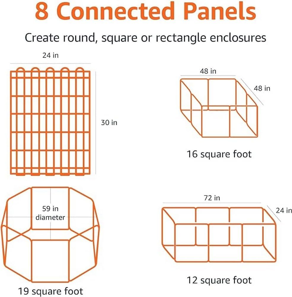 imageAmazon Basics Foldable Metal Exercise Playpen for Dogs IndoorOutdoor Portable Pet Pen Octagonal Single Door Extra Small 60 x 60 x 24 Inches Blackblack