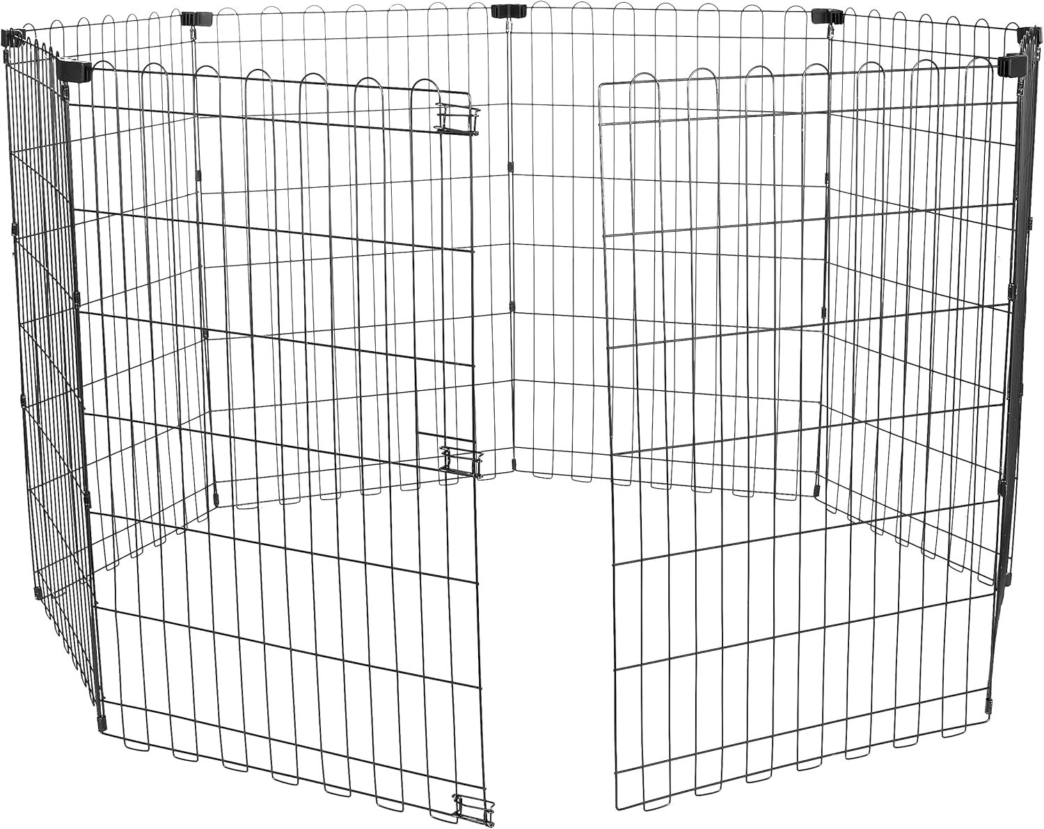 imageAmazon Basics Foldable Metal Exercise Playpen for Dogs IndoorOutdoor Portable Pet Pen Octagonal Single Door Extra Small 60 x 60 x 24 Inches Blackblack