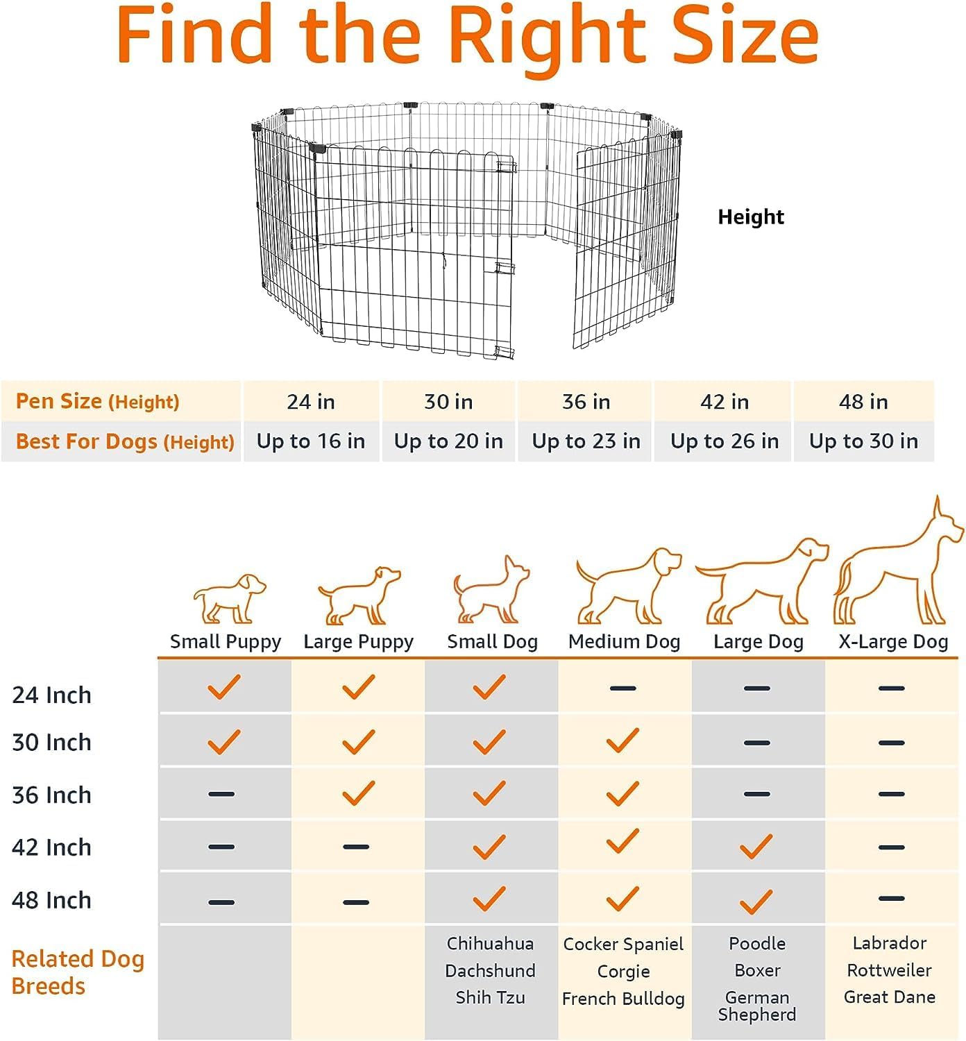 imageAmazon Basics Foldable Metal Exercise Playpen for Dogs IndoorOutdoor Portable Pet Pen Octagonal Single Door Extra Small 60 x 60 x 24 Inches Blackblack