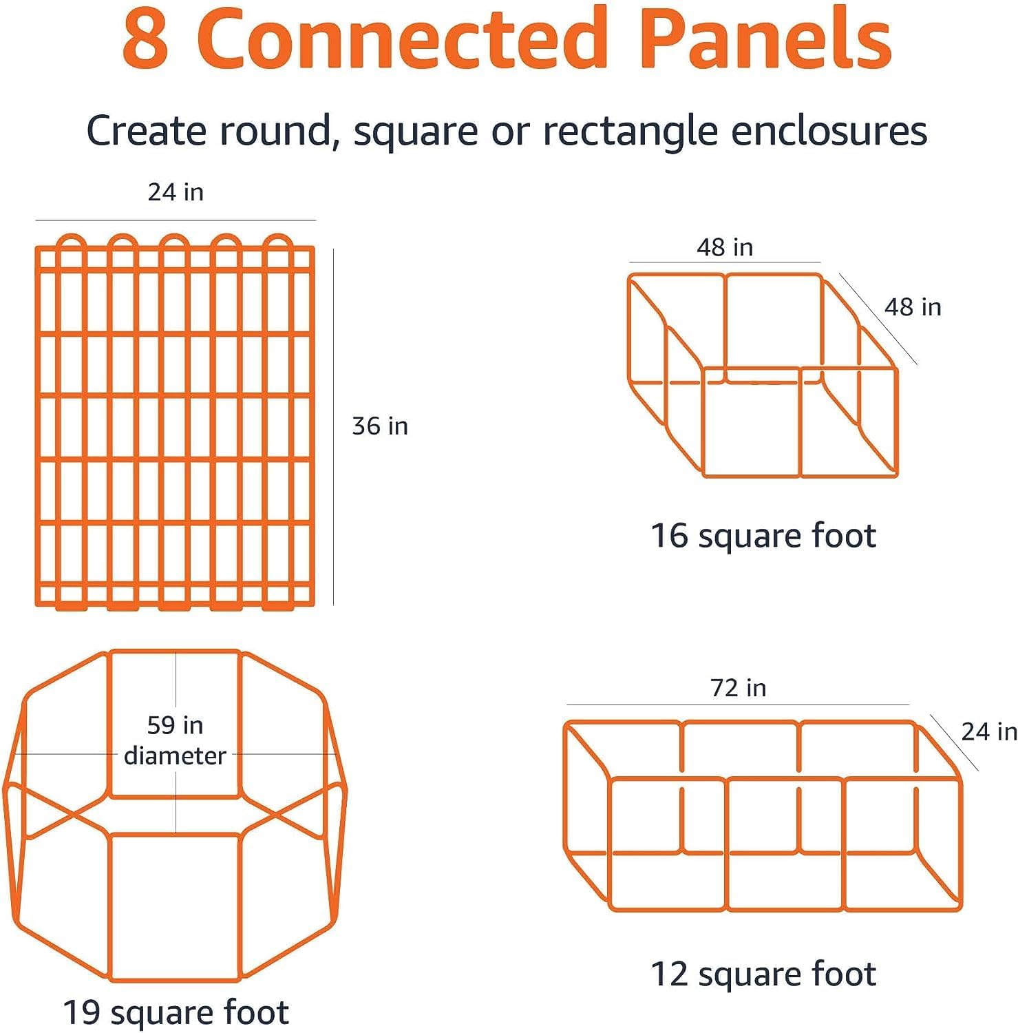 imageAmazon Basics Foldable Metal Exercise Playpen for Dogs IndoorOutdoor Portable Pet Pen Octagonal Single Door Extra Small 60 x 60 x 24 Inches Blackblack