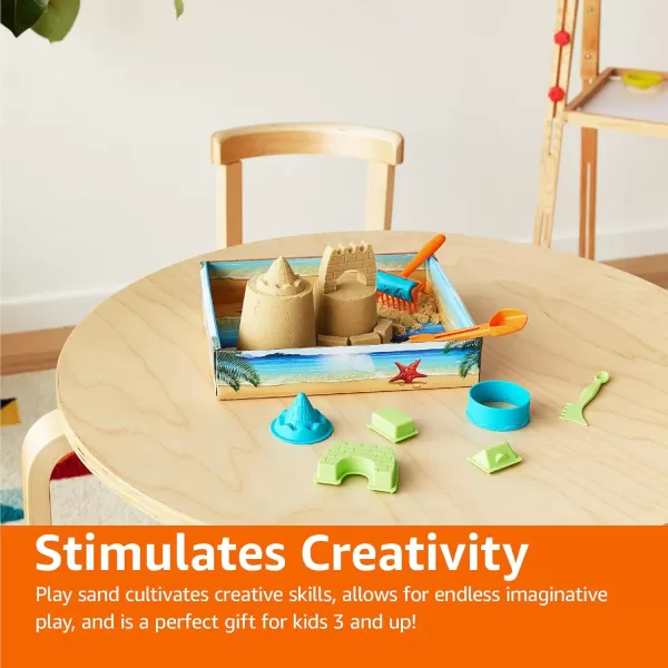 imageAmazon Basics 11 Piece Moldable Sensory Sand Toy Kit with Castle Molds and Tools 3lbs Blue Color for Kids Ages 3 and UpNatural Sand