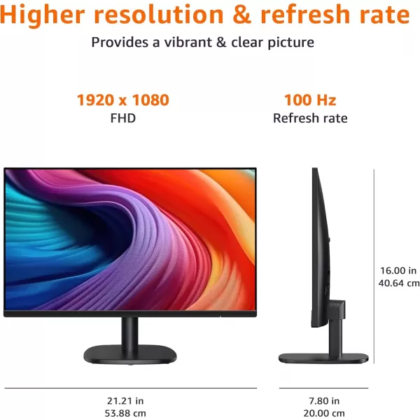 imageAmazon Basics 24 Inch Gaming Monitor FHD 1080P 165Hz VESA Compatible Adaptive sync 1ms Response Black100Hz