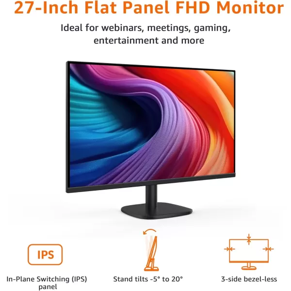 imageAmazon Basics 24 Inch Gaming Monitor FHD 1080P 165Hz VESA Compatible Adaptive sync 1ms Response Black100Hz