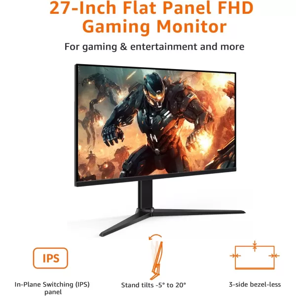 imageAmazon Basics 24 Inch Gaming Monitor FHD 1080P 165Hz VESA Compatible Adaptive sync 1ms Response Black165Hz