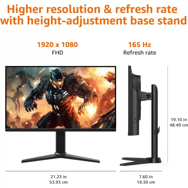imageAmazon Basics 24 Inch Gaming Monitor FHD 1080P 165Hz VESA Compatible Adaptive sync 1ms Response Black165Hz