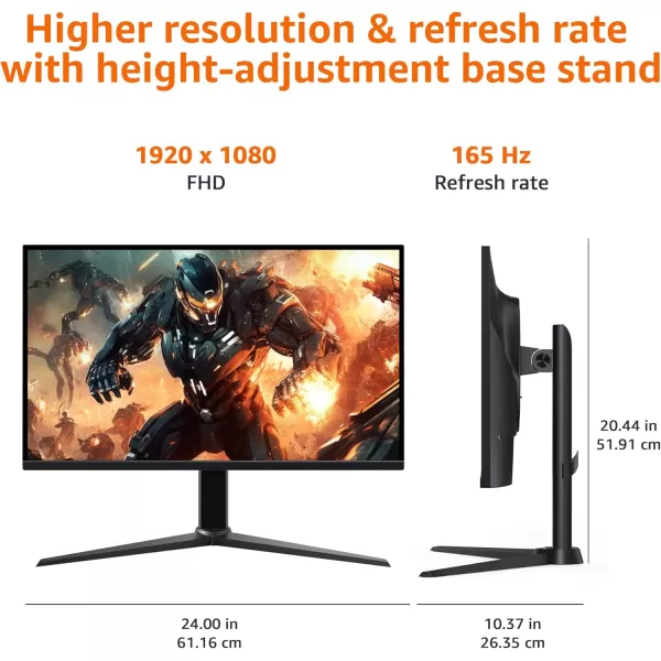 imageAmazon Basics 24 Inch Gaming Monitor FHD 1080P 165Hz VESA Compatible Adaptive sync 1ms Response Black165Hz
