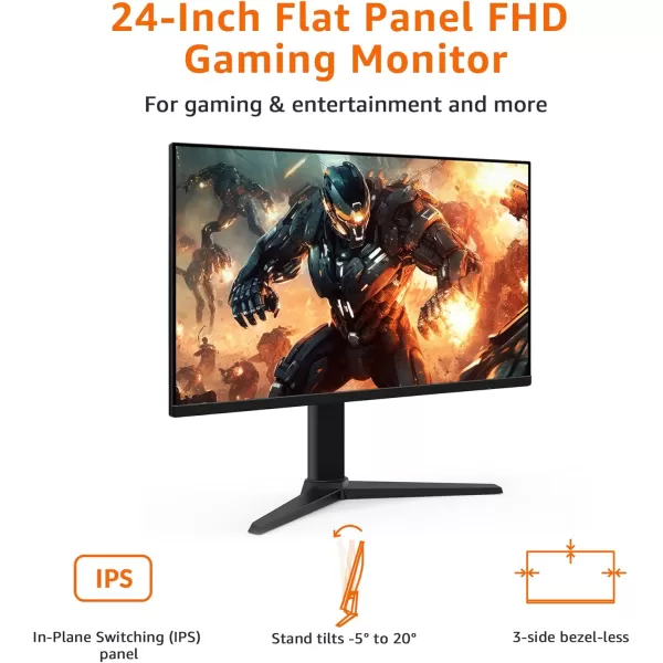 imageAmazon Basics 24 Inch Gaming Monitor FHD 1080P 165Hz VESA Compatible Adaptive sync 1ms Response Black165Hz