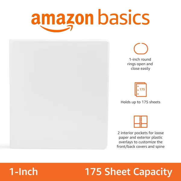 imageAmazon Basics 3Ring Binder 1Inch  White 1 Pack4Pack
