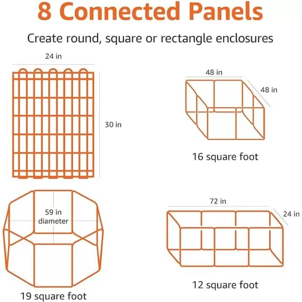 imageAmazon Basics Foldable Metal Exercise Playpen for Dogs IndoorOutdoor Portable Pet Pen Octagonal Single Door Extra Small 60 x 60 x 24 Inches Blackblack