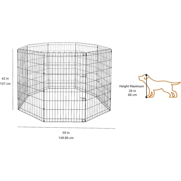 imageAmazon Basics Foldable Metal Exercise Playpen for Dogs IndoorOutdoor Portable Pet Pen Octagonal Single Door Extra Small 60 x 60 x 24 Inches Blackblack