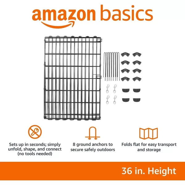 imageAmazon Basics Foldable Metal Exercise Playpen for Dogs IndoorOutdoor Portable Pet Pen Octagonal Single Door Extra Small 60 x 60 x 24 Inches Blackblack
