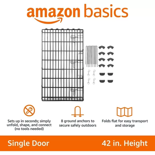imageAmazon Basics Foldable Metal Exercise Playpen for Dogs IndoorOutdoor Portable Pet Pen Octagonal Single Door Extra Small 60 x 60 x 24 Inches Blackblack