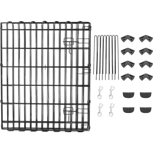 imageAmazon Basics Foldable Metal Exercise Playpen for Dogs IndoorOutdoor Portable Pet Pen Octagonal Single Door Extra Small 60 x 60 x 24 Inches Blackblack