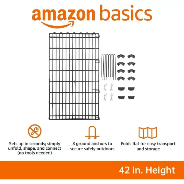 imageAmazon Basics Foldable Metal Exercise Playpen for Dogs IndoorOutdoor Portable Pet Pen Octagonal Single Door Extra Small 60 x 60 x 24 Inches Blackblack