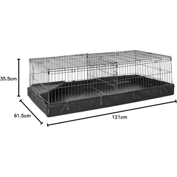 imageAmazon Basics Leakproof Canvas Bottom Guinea Pig Pet Cage with Divider Set Black 476quotL x 242quotW x 140quotH476L x 242W x 140H