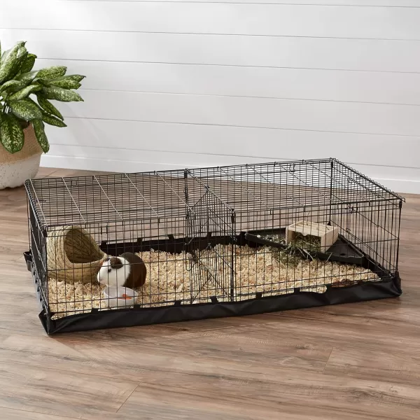 imageAmazon Basics Leakproof Canvas Bottom Guinea Pig Pet Cage with Divider Set Black 476quotL x 242quotW x 140quotH476L x 242W x 140H