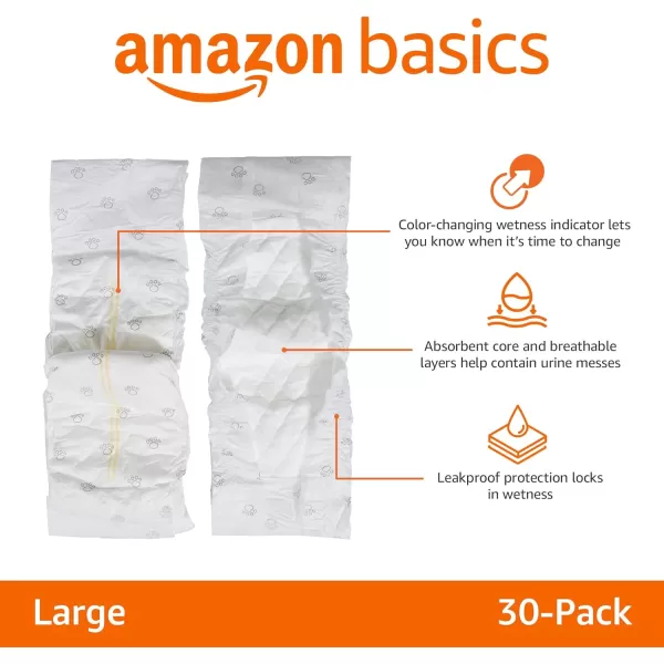 imageAmazon Basics Male Dog Wrap Disposable Male Dog Diapers Small Pack of 30 WhiteLarge Pack of 30