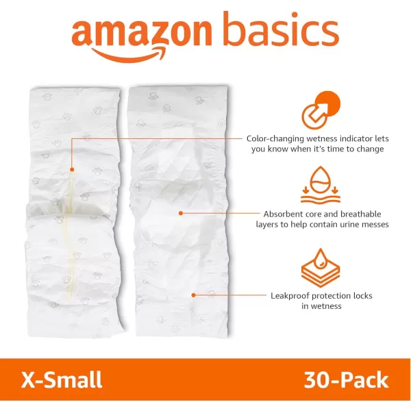 imageAmazon Basics Male Dog Wrap Disposable Male Dog Diapers Small Pack of 30 WhiteXSmall Pack of 30