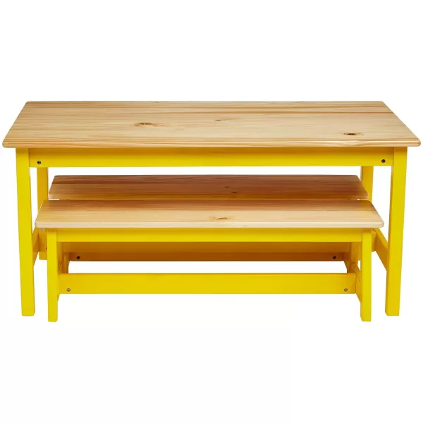 imageAmazon Basics Indoor Kids Table and Bench Set Natural 3 Count Pack of 1Natural