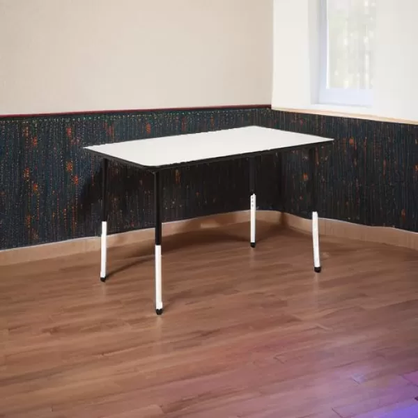 imageAmazon Basics Rectangular School Activity Kids Writing Desk Ball Glide Legs Adjustable Height 1930 Inch Grey TopBlack Edge 47quot W x 29quot L x 30quot H47W x 29L x 30H