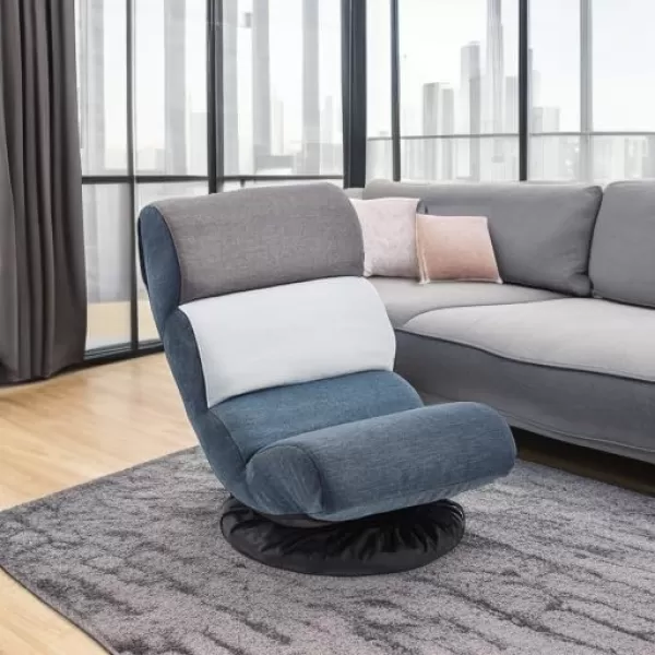 imageAmazon Basics Swivel Foam Lounge Chair  with Headrest Adjustable Denim Blue 263D x 235W x 137H inBlue  White  Grey