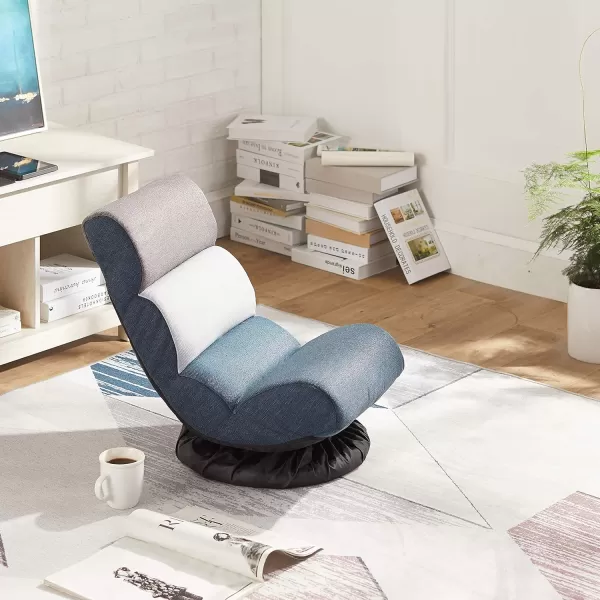 imageAmazon Basics Swivel Foam Lounge Chair  with Headrest Adjustable Denim Blue 263D x 235W x 137H inBlue  White  Grey