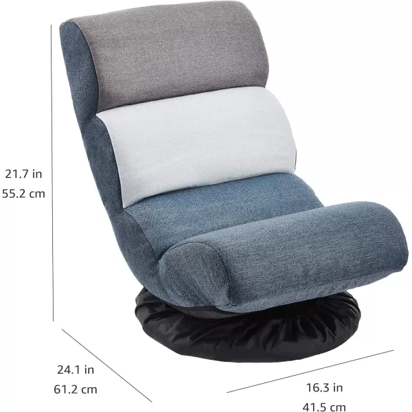 imageAmazon Basics Swivel Foam Lounge Chair  with Headrest Adjustable Denim Blue 263D x 235W x 137H inBlue  White  Grey
