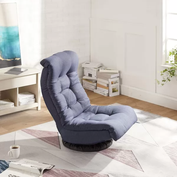 imageAmazon Basics Swivel Foam Lounge Chair  with Headrest Adjustable Denim Blue 263D x 235W x 137H inBlue