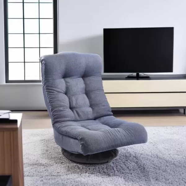 imageAmazon Basics Swivel Foam Lounge Chair  with Headrest Adjustable Denim Blue 263D x 235W x 137H inBlue