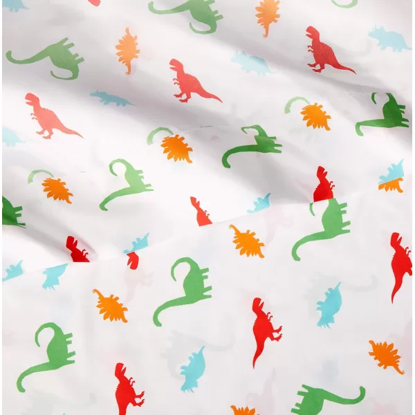 imageAmazon Basics Kids Soft EasyWash Lightweight Microfiber 3Piece Sheet Set Toddler Red SolidDinosaurs
