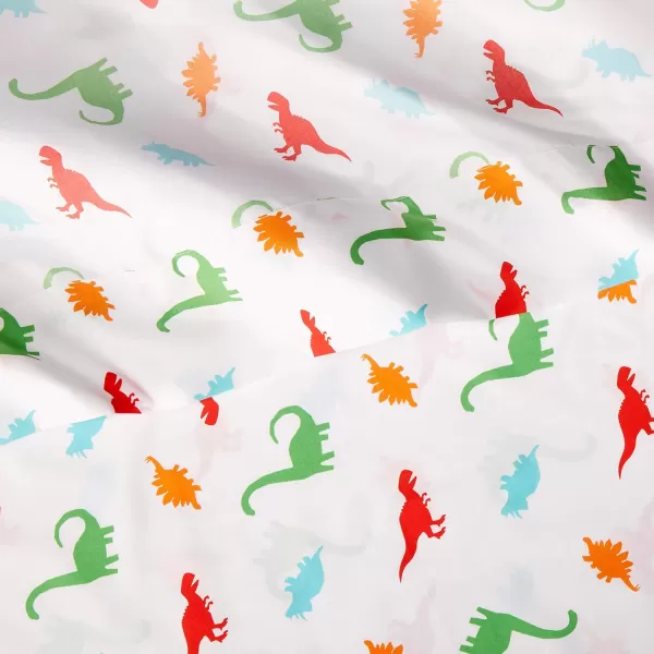 imageAmazon Basics Kids Soft EasyWash Lightweight Microfiber 3Piece Sheet Set Toddler Red SolidDinosaurs