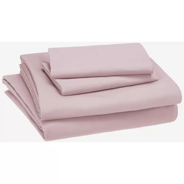 imageAmazon Basics Kids Soft EasyWash Lightweight Microfiber 3Piece Sheet Set Toddler Red SolidLight Pink