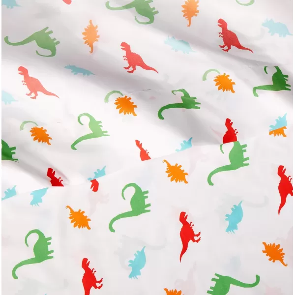 imageAmazon Basics Kids Soft EasyWash Lightweight Microfiber 3Piece Sheet Set Toddler Red SolidMulticolor Dinosaurs