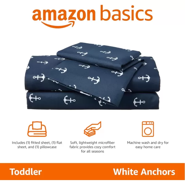 imageAmazon Basics Kids Soft EasyWash Lightweight Microfiber 3Piece Sheet Set Toddler Red SolidNavy