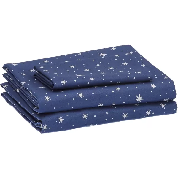 imageAmazon Basics Kids Soft EasyWash Lightweight Microfiber 3Piece Sheet Set Toddler Red SolidNavy Galaxy