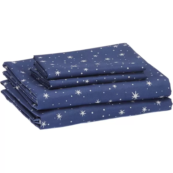 imageAmazon Basics Kids Soft EasyWash Lightweight Microfiber 3Piece Sheet Set Toddler Red SolidNavy Galaxy