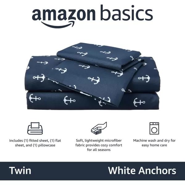 imageAmazon Basics Kids Soft EasyWash Lightweight Microfiber 3Piece Sheet Set Toddler Red SolidWhite Anchors