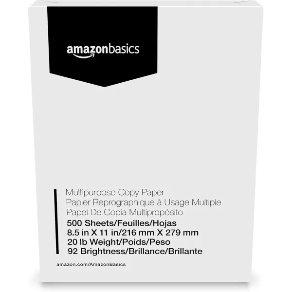 imageAmazon Basics Multipurpose Copy Printer Paper 85 x 11 inches 20 lb 1 Ream 500 Sheets 92 Bright White3 Reams  1500 Sheets
