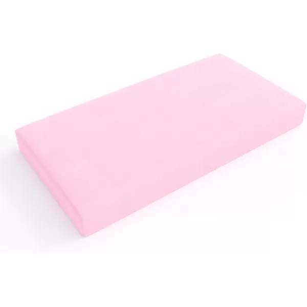 imageAmazon Basics 100 Cotton Jersey Knit Fitted Crib Sheet for Boys and Girls fits Standard Crib and Toddler Mattress Breathable Super Soft 28 x 52 Inches WhitePink