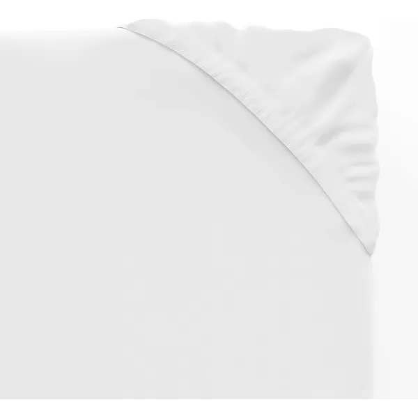 imageAmazon Basics 100 Cotton Jersey Knit Fitted Crib Sheet for Boys and Girls fits Standard Crib and Toddler Mattress Breathable Super Soft 28 x 52 Inches WhiteWhite