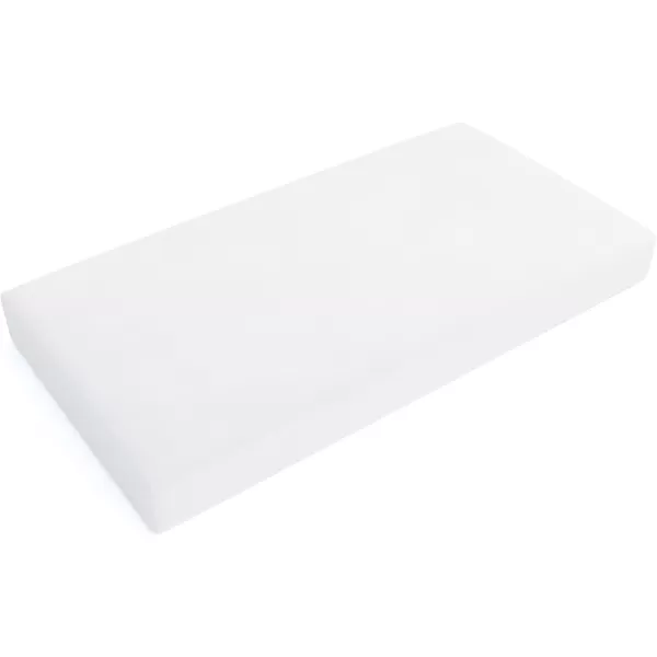 imageAmazon Basics 100 Cotton Jersey Knit Fitted Crib Sheet for Boys and Girls fits Standard Crib and Toddler Mattress Breathable Super Soft 28 x 52 Inches WhiteWhite