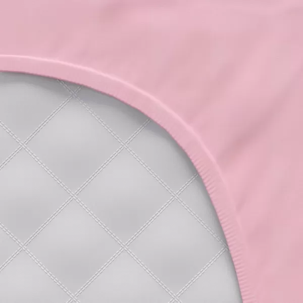 imageAmazon Basics 100 Cotton Jersey Knit Fitted Crib Sheet for Boys and Girls fits Standard Crib and Toddler Mattress Breathable Super Soft 28 x 52 Inches WhitePink