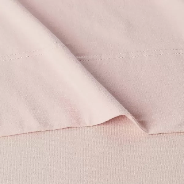 imageAmazon Basics 3 Piece Bed Sheets Set 100 Cotton Jersey Includes Super Soft Flat and Fitted Sheets Pillowcase 28 x 52 Inches Toddler White SolidBlush