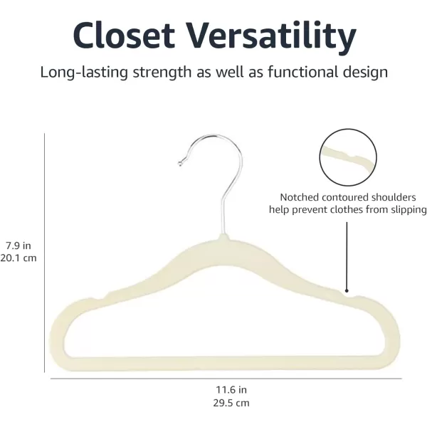 imageAmazon Basics Kids Velvet NonSlip Clothes Hangers babytoddler 116 Inches for baby clothes Pack of 30 GrayBeige