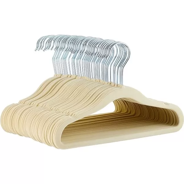 imageAmazon Basics Kids Velvet NonSlip Clothes Hangers babytoddler 116 Inches for baby clothes Pack of 30 GrayBeige