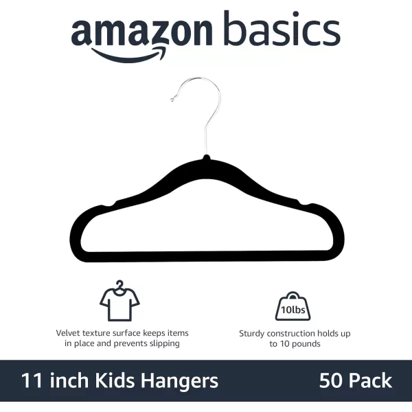imageAmazon Basics Kids Velvet NonSlip Clothes Hangers babytoddler 116 Inches for baby clothes Pack of 30 GrayBlack