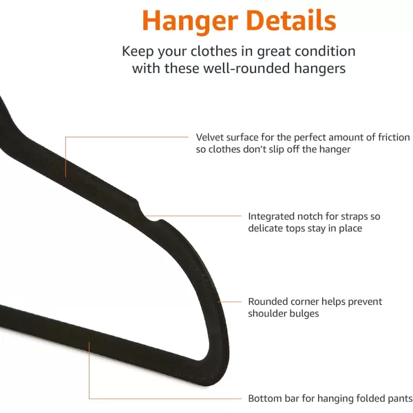 imageAmazon Basics Kids Velvet NonSlip Clothes Hangers babytoddler 116 Inches for baby clothes Pack of 30 GrayBlack
