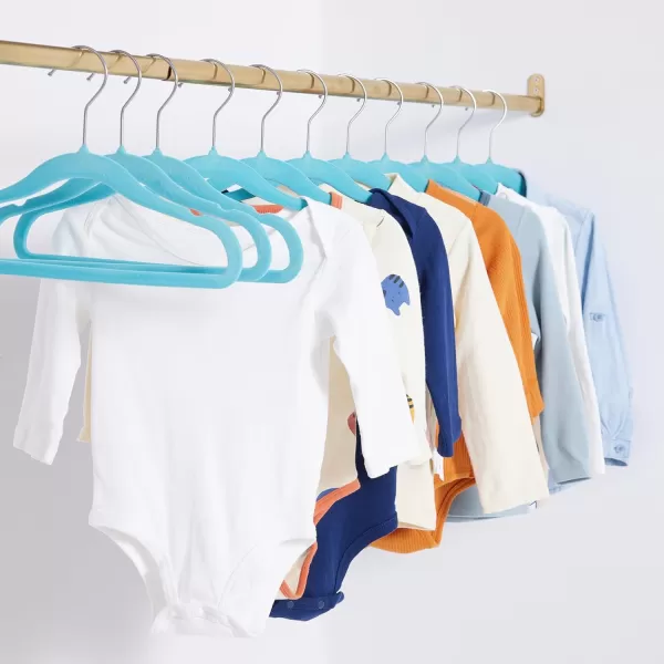 imageAmazon Basics Kids Velvet NonSlip Clothes Hangers babytoddler 116 Inches for baby clothes Pack of 30 GrayBlue