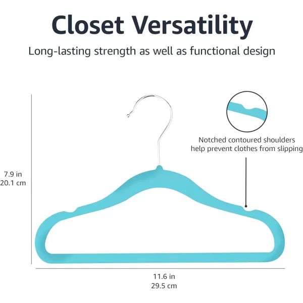 imageAmazon Basics Kids Velvet NonSlip Clothes Hangers babytoddler 116 Inches for baby clothes Pack of 30 GrayBlue